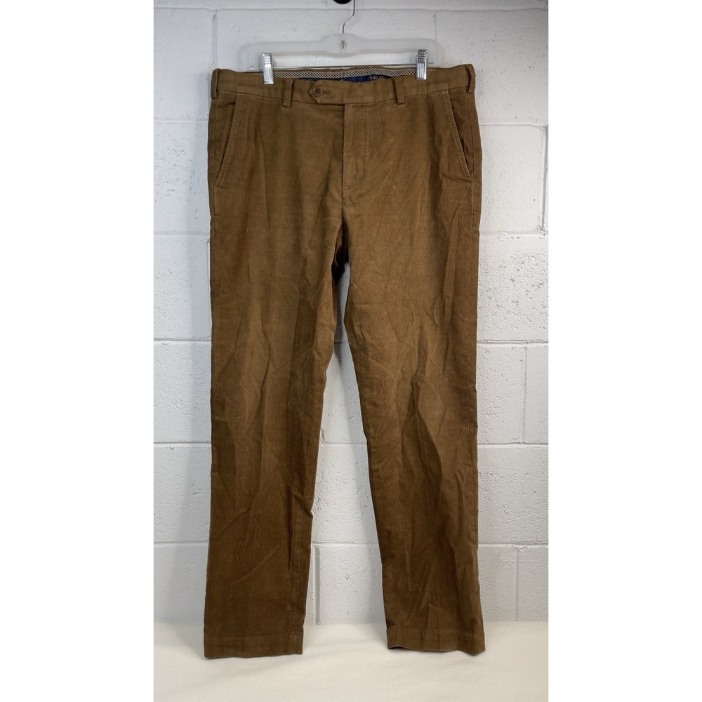 Brooks Brothers Corduroy Pants Mens 34x32 Brown Milano Straight Stretch Casual